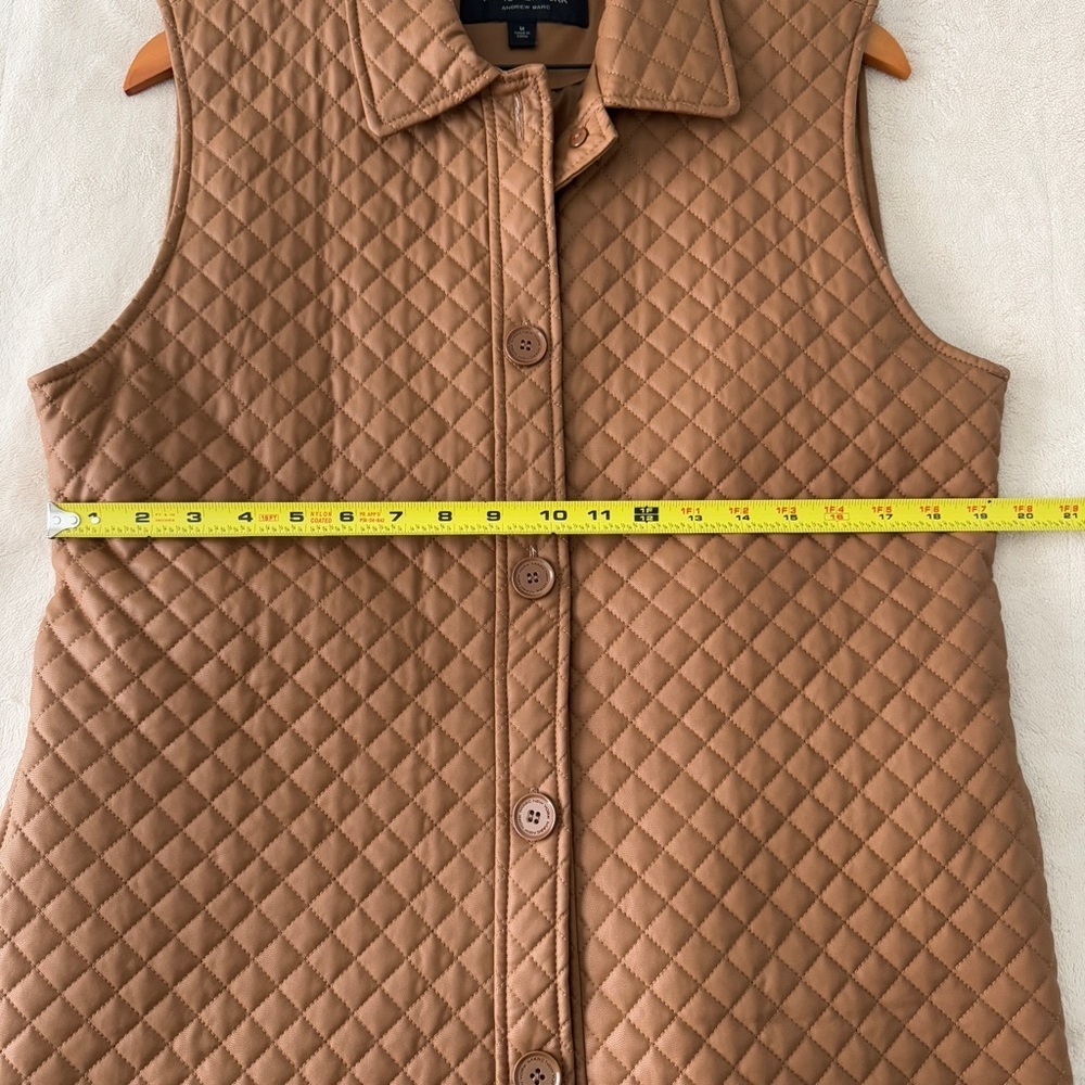 Marc New York Vest Jacket Womens Size M Sleeveless Faux Leather Belted Caramel - Picture 8 of 12